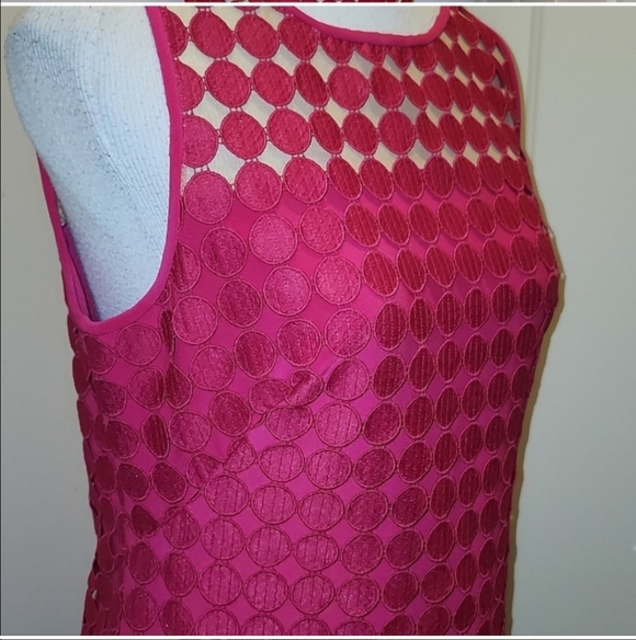 RALPH LAUREN LACE Sheath Mini DRESS Dots Pink Size 12 Mature - Picture 2 of 7